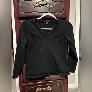 Lord & Taylor Black V-Neck Merino Wool Sweater Women’s Large